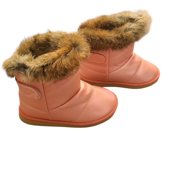 Comfy Kids Little Girls Fluffy Trim Velcro Solid Thermal Snow Boots Pink Size 30 - Picture 4 of 11